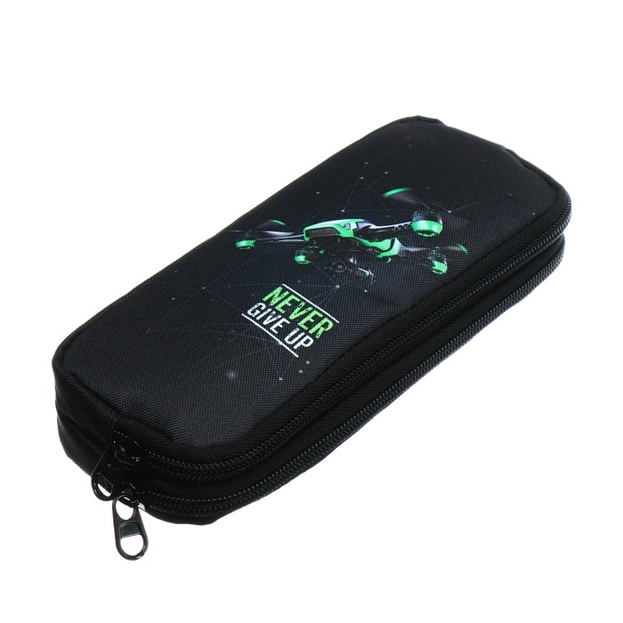 Пенал мягкий, 2 отделения, объёмный, 90 х 220 х 40 мм, Stavia Пенал мягкий, 2 отделения, объёмный, 90 х 220 х 40 мм, Stavia "Дрон" чёрный/зелёный 86242