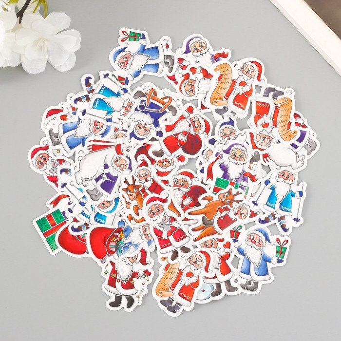 Наклейки для творчества Наклейки для творчества "Дед Мороз и Новый год" тиснение серебро набор 48 шт 9х7х0,8 см