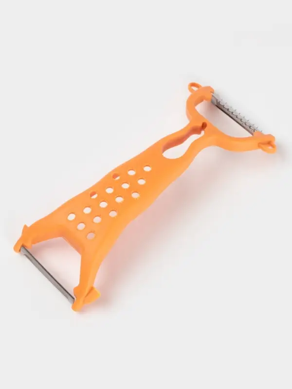 Овощечистка Доляна &laquo;Горох&raquo;, двухсторонняя, 16 см, оранжевая