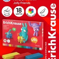 Пластилин 18 цветов, 324 г, ErichKrause "Jolly Friends", со стеком, в картонной упаковке