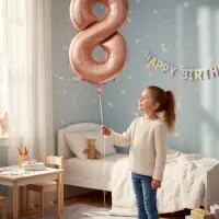Воздушный шар фольгированный 40" &laquo;Цифра 8&raquo;, нежно - розовый