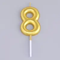 Свеча в торт &laquo;Европейская&raquo;, цифра 8, 6 см, золото