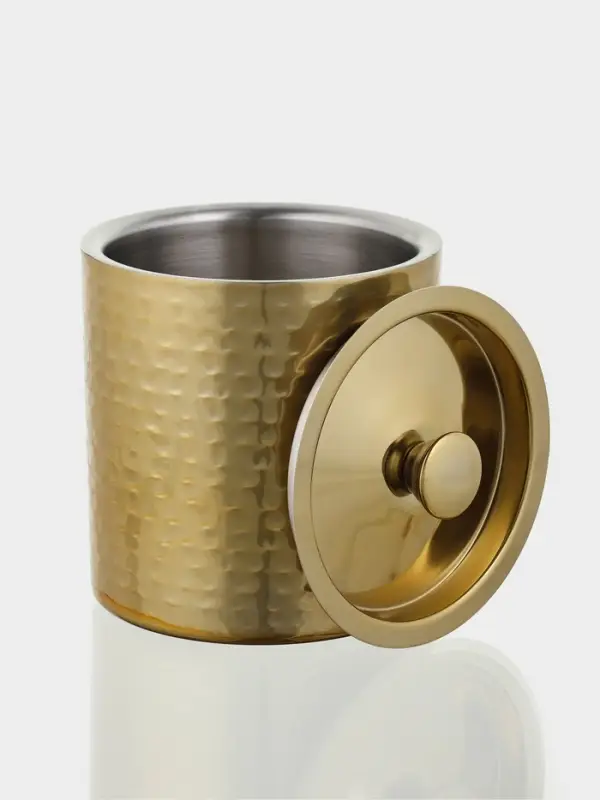 Ведро для льда с крышкой &laquo;Золото&raquo;, 14.5&times;14.5&times;18 см, нержавеющая сталь