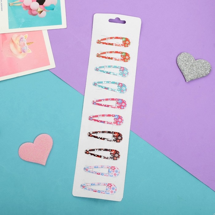 Невидимки для волос  Невидимки для волос "Милана" (набор 10 шт) цветник, 4,5 см, микс