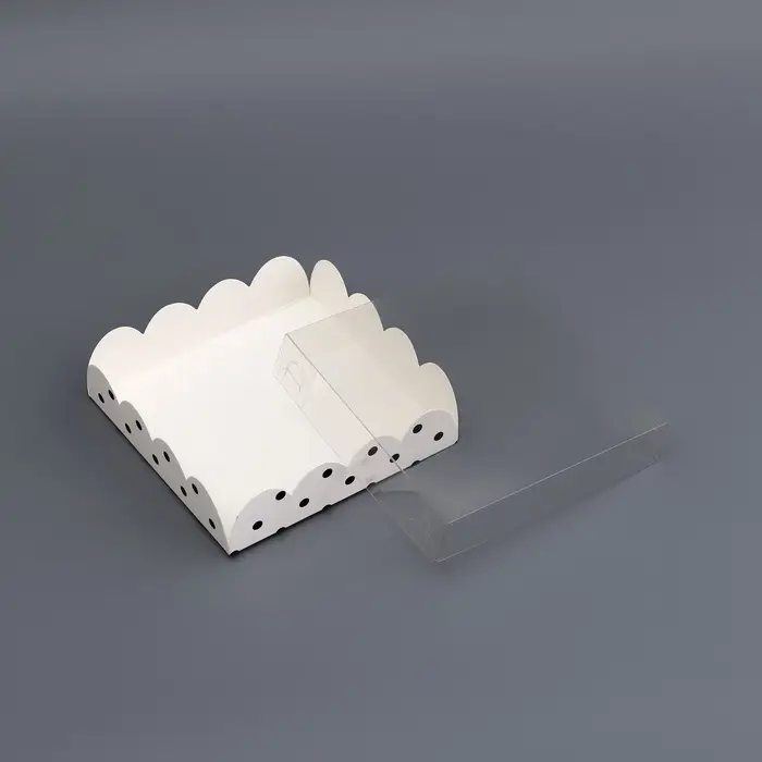 Коробка для печенья, «Горох», белая, 12×12×3 см Коробка для печенья, «Горох», белая, 12×12×3 см