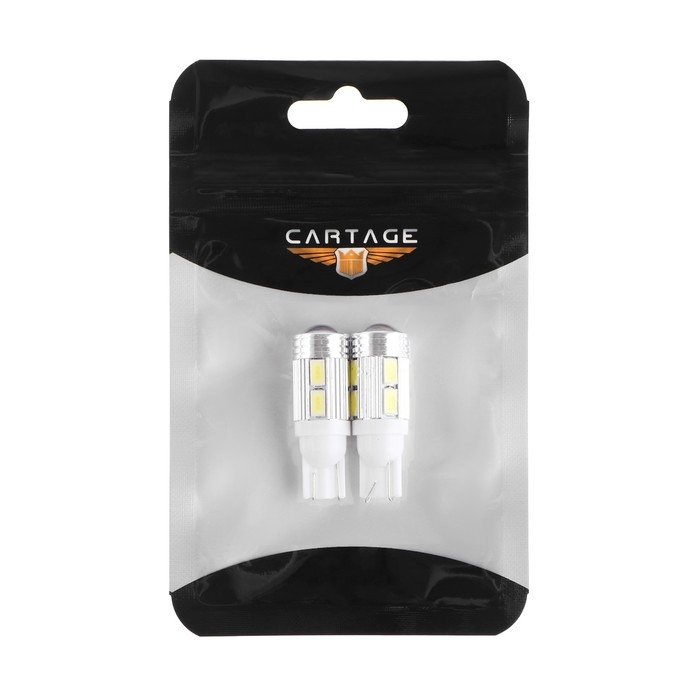 Автолампа светодиодная Cartage, T10 W5W, 12 В, 10 SMD-5630, набор 2 шт Автолампа светодиодная Cartage, T10 W5W, 12 В, 10 SMD-5630, набор 2 шт