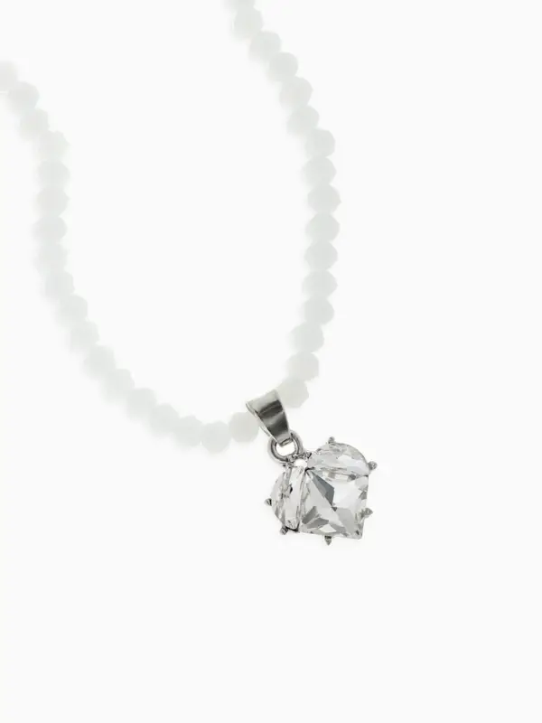 Набор 2 предмета: колье, серьги Набор 2 предмета: колье, серьги "Трансформеры" жемчуг со стразами, белый в серебре