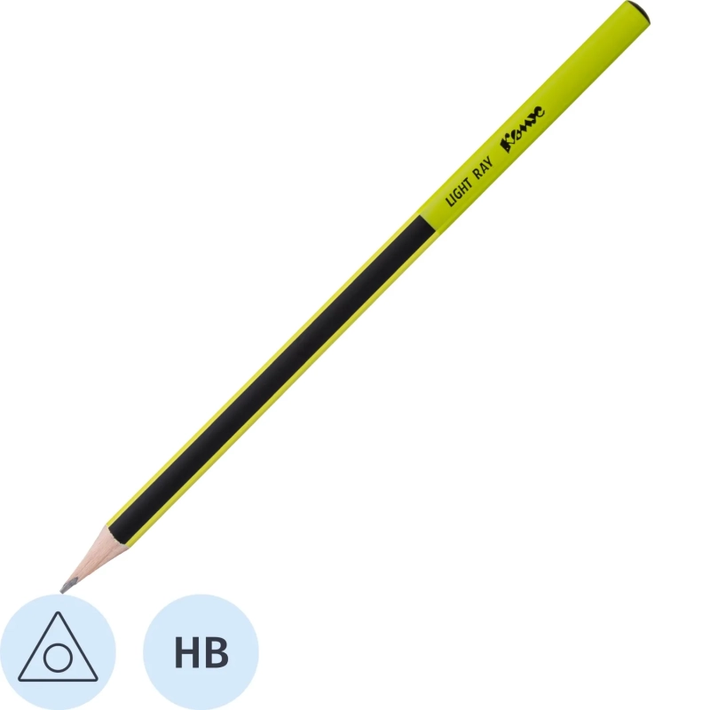 Карандаш чернографитный Комус Light Ray НВ тополь, 3гран заточ черн/зелен