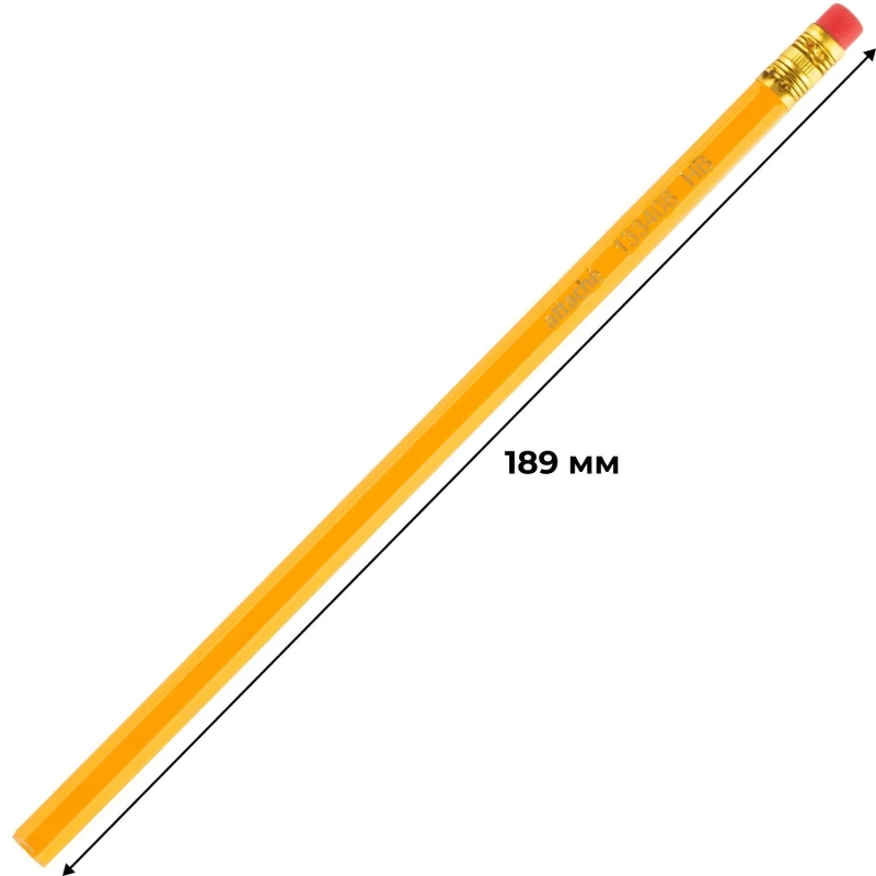 Карандаш чернографитный Attache HB шестигр., дерево, с ластиком
