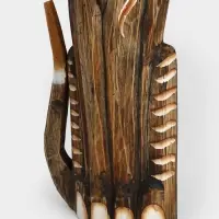 Сувенир дерево "Серая кошка в ошейнике с ящерками" 60х12х6 см