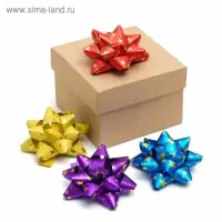 Бант - звезда №7.5, фасовка 8 шт., металик с рисунком, МИКС