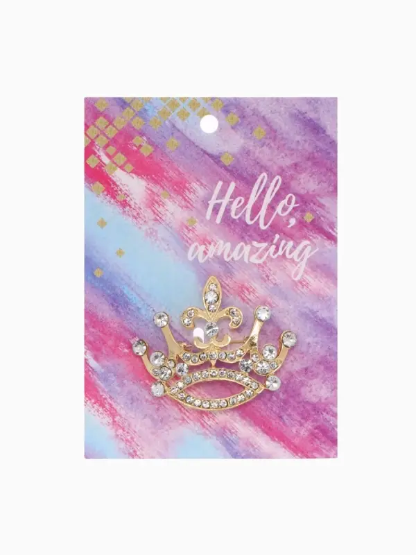 Брошь &laquo;Корона&raquo;, белая в золоте