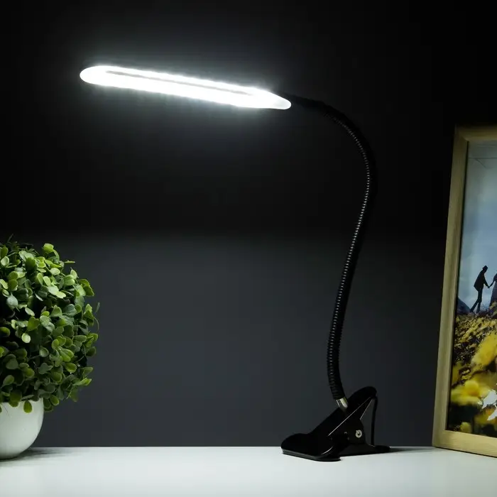 Лампа настольная RISALUX &laquo;Офисный чёрный&raquo;, светодиодная, на прищепке, от USB, 11&times;7.5&times;60.5 см