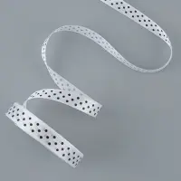 Лента атласная &laquo;Горошек&raquo;, 15 мм, 23&plusmn;1 м, белая №001