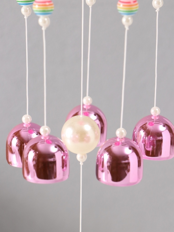 Музыка ветра металл от сглаза Музыка ветра металл от сглаза "Мишка с 6 колокольчиками" розовый h=53см