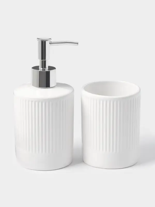 Аксессуары для ванной &laquo;Лина&raquo;, 2 предмета: дозатор для мыла, стакан, белые