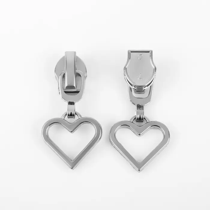 Бегунок для молнии &laquo;Спираль&raquo;, №7, &laquo;Сердце&raquo;, 10 шт., цвет никель