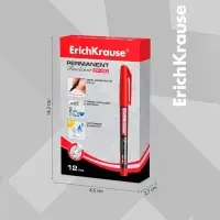 Маркер - лайнер перманентный ErichKrause FP-50, 0.6 мм, чернила на спиртовой основе светостойкие, водостойкие. Для письма на любой поверхности, красный