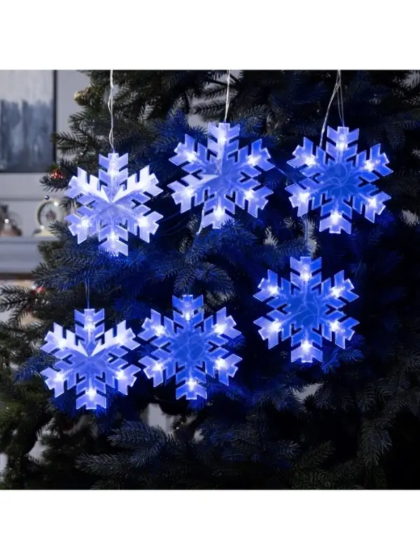 Гирлянда &laquo;Нить&raquo; 2 м с насадками &laquo;Снежинка матовая&raquo;, IP20, прозрачная нить, 36 LED, свечение синее, 220 В