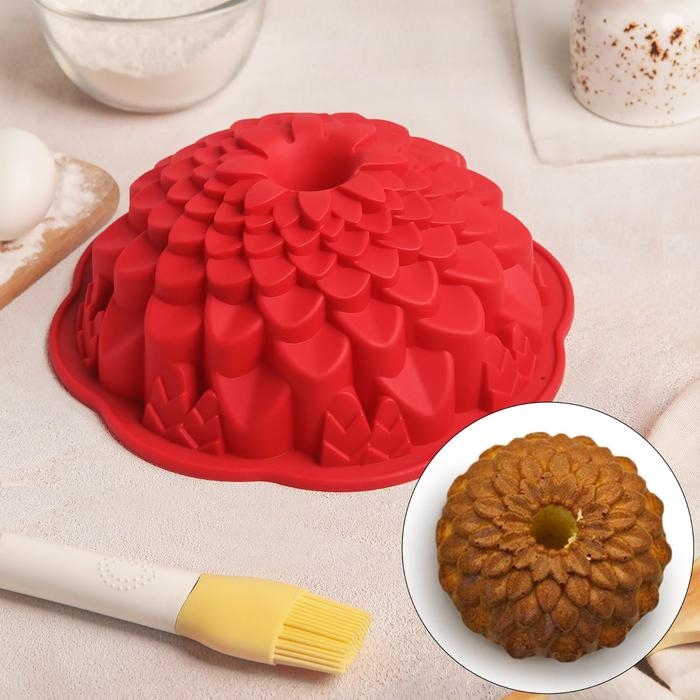 Форма для выпечки Доляна «Хризантема», силикон, 22×7,5 см, цвет МИКС