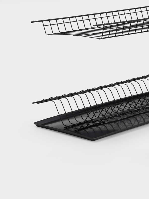 Сушилка для посуды с поддоном для шкафа 80 см, 76.5×25.6 см, чёрная