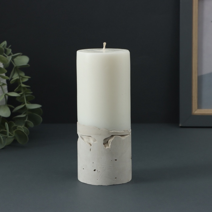 Свеча-цилиндр Свеча-цилиндр "Бетон", 6х15 см, белая
