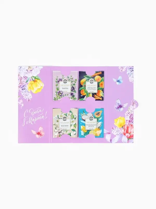 Чай подарочный в открытке &laquo;8 Марта&raquo;, 4 пакетика