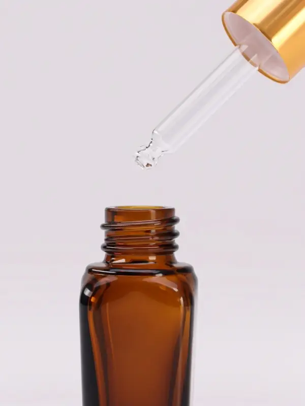 Бутылочка для хранения, с пипеткой, 10 мл, цвет коричневый, золотой