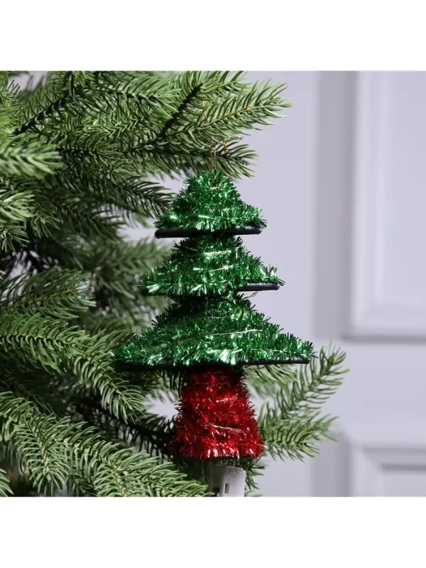 Светодиодная фигура из мишуры &laquo;Ёлочка зеленая&raquo; 17&times;13 см, 10 LED, от батареек AG10&times;3, свечение тёплое белое