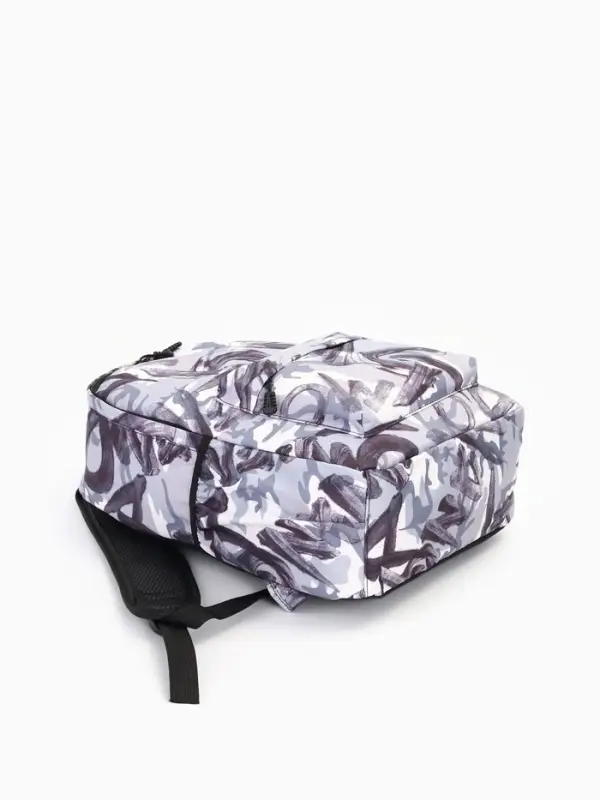 Рюкзак школьный на молнии, с карманами, с принтом, размер 30&times;13&times;42 см, серый