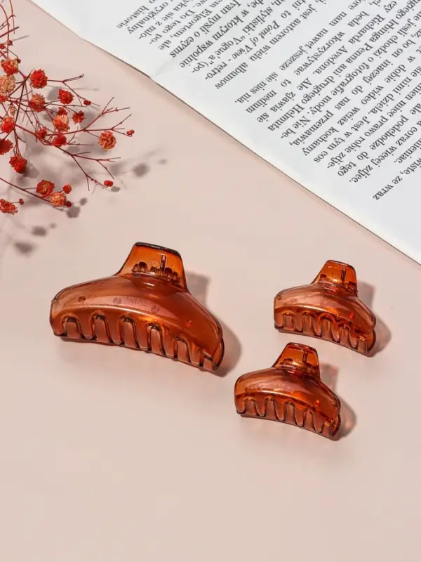 Крабики для волос QF &laquo;Флориана&raquo;, набор 3 шт., дуга, 6.5 и 4 см, коричневые