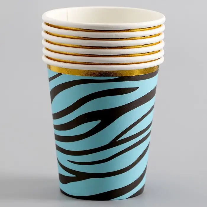 Стаканы бумажные «Полоски», 6 шт., цвет синий
