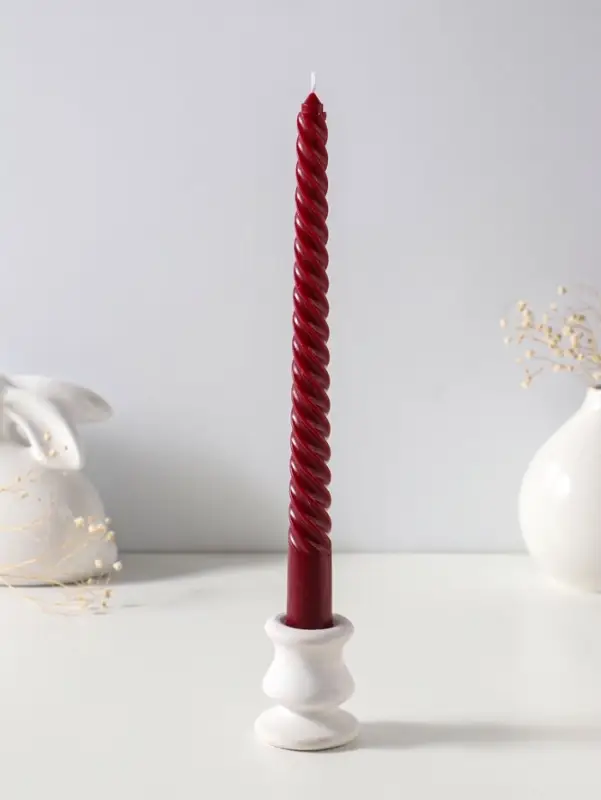 Свеча витая 25 см, 57 г, 5 ч, бордовый