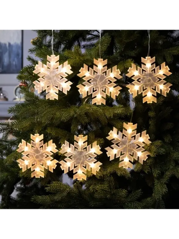 Гирлянда &laquo;Нить&raquo; 2 м с насадками &laquo;Снежинка матовая&raquo;, IP20, прозрачная нить, 36 LED, свечение тёплое белое, 220 В