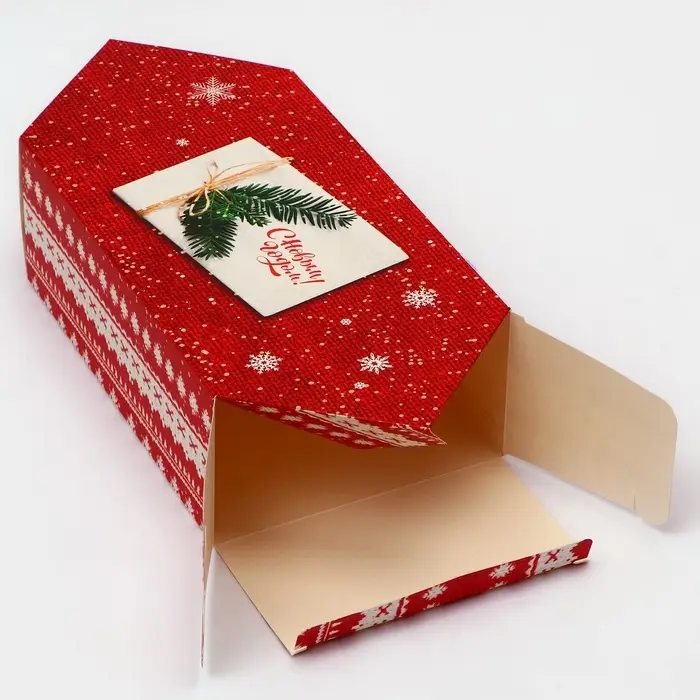 Подарочная коробка - конфета новогодняя складная «Новогодняя открытка», 14×22×8 см Подарочная коробка - конфета новогодняя складная «Новогодняя открытка», 14×22×8 см