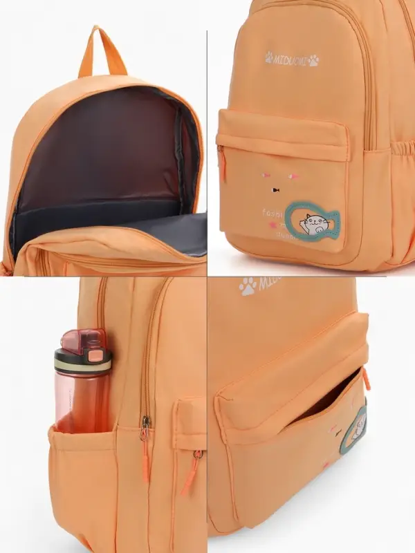 Рюкзак школьный на молнии, с карманами, с принтом, размер 30×13×43 см, оранжевый Рюкзак школьный на молнии, с карманами, с принтом, размер 30×13×43 см, оранжевый