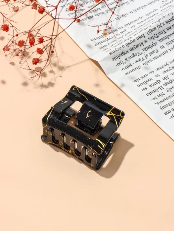 Крабик для волос &laquo;Классик&raquo; прямой, 5.5&times;4 см, чёрно-золотой