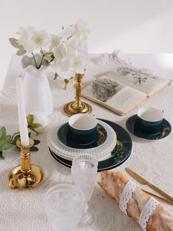 Чайная пара WY Royal bird, фарфор, 220 мл, бирюзовая