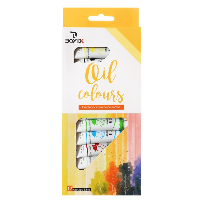 Краски масляные, 12 цветов, в пластиковой тубе, 12 мл, в картонной коробке Краски масляные, 12 цветов, в пластиковой тубе, 12 мл, в картонной коробке