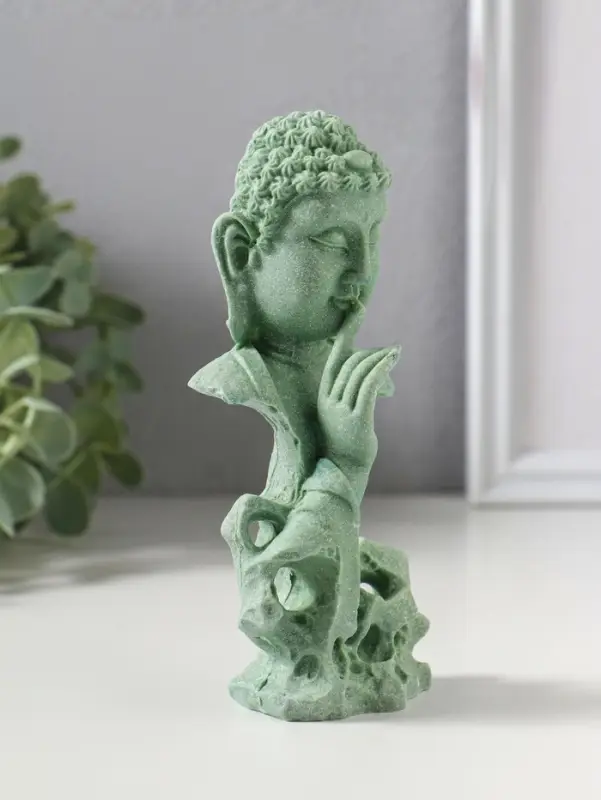 Сувенир полистоун "Будда - молчание золото" зелёный 4,7х6,8х14,5 см