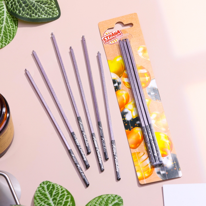 Набор свечей в торт, 6 штук Набор свечей в торт, 6 штук "Лавандовый металлик", 15 см