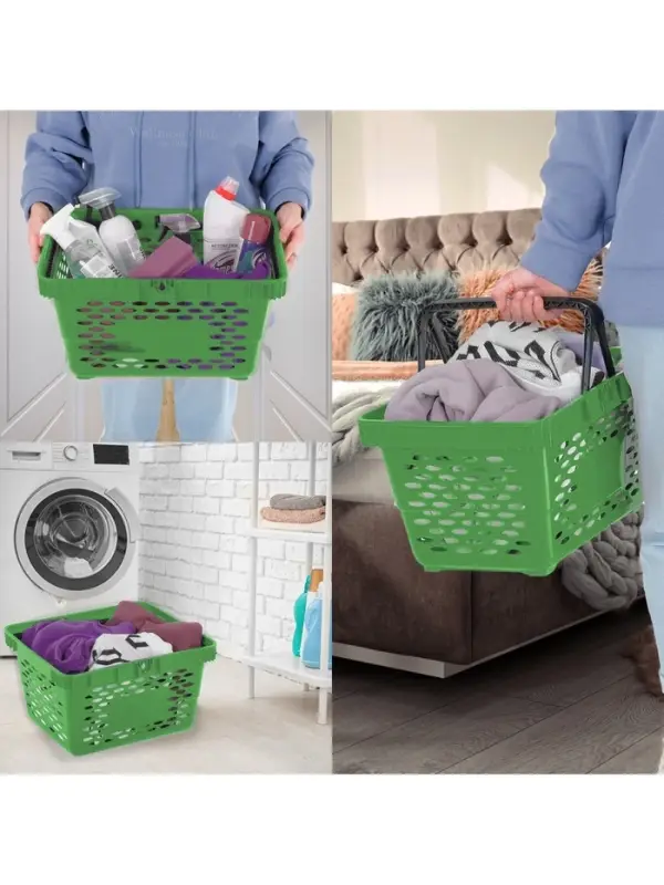 Корзина покупательская пластиковая, 20 л, 2 пластиковые ручки, зелёная