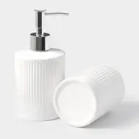 Аксессуары для ванной &laquo;Лина&raquo;, 2 предмета: дозатор для мыла, стакан, белые