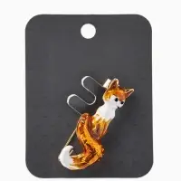 Брошь &laquo;Лиса&raquo; с хвостиком, цвет бело-оранжевый в золоте