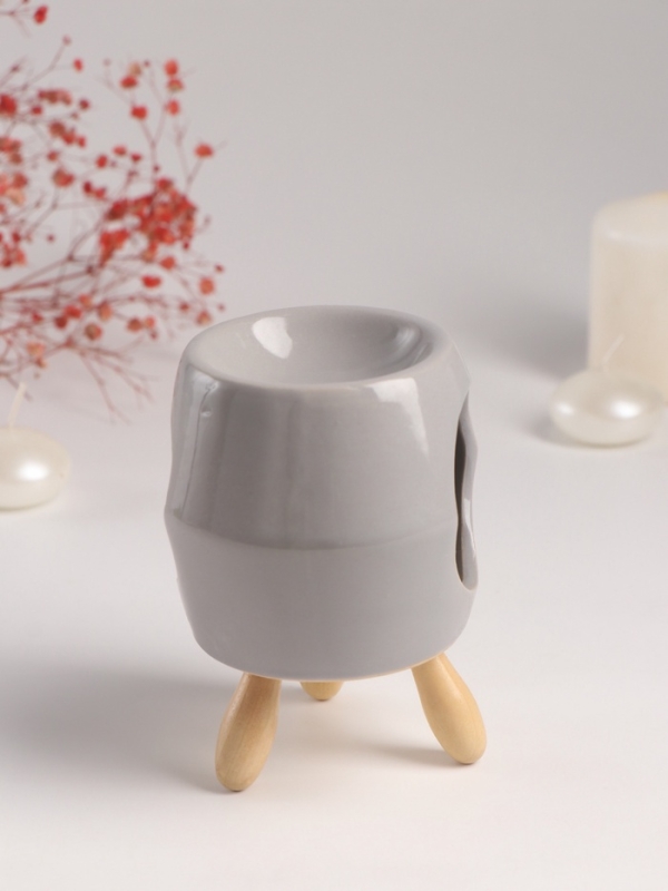 Аромалампа керамика на ножках "Остин" серая 9х9х12 см