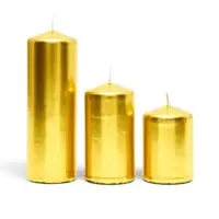 Свеча столбик 5&times;7.5, 10, 15 см, набор 3 шт., золото