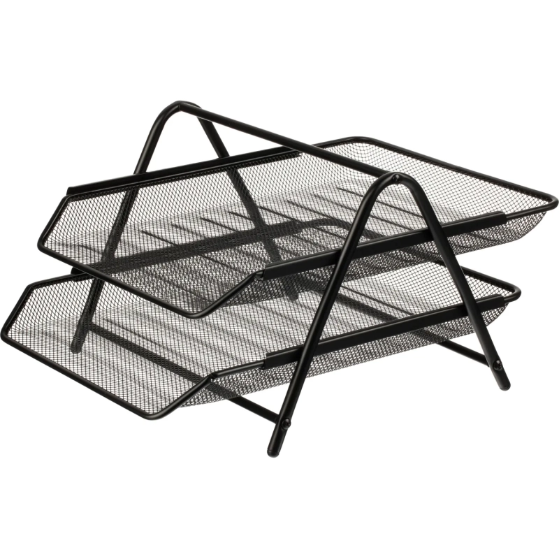 Лоток горизонтальный для бумаг 2секции Attache 200x355x275мм мет. сет черн