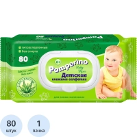 Салфетки влажные PAMPERINO ДЕТСКИЕ 80шт в упаковке с клапаном