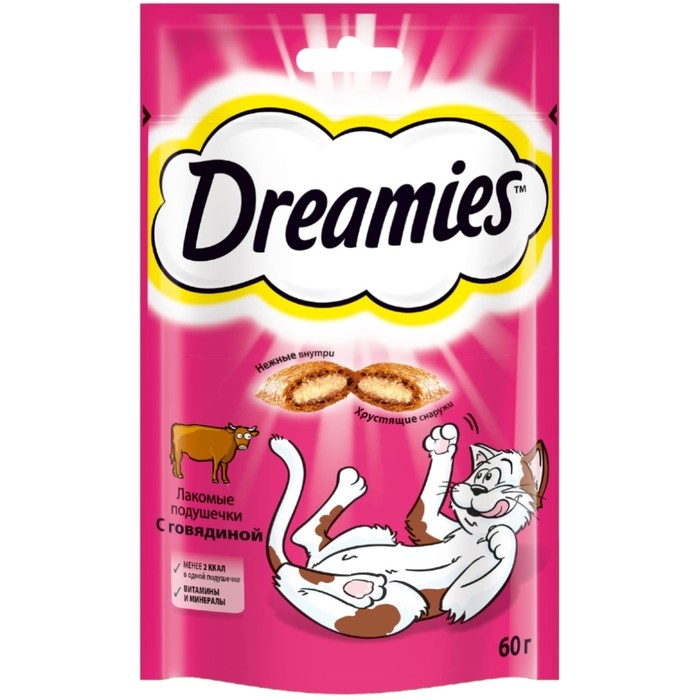 Лакомство Dreamies для кошек, говядина, 60 г Лакомство Dreamies для кошек, говядина, 60 г