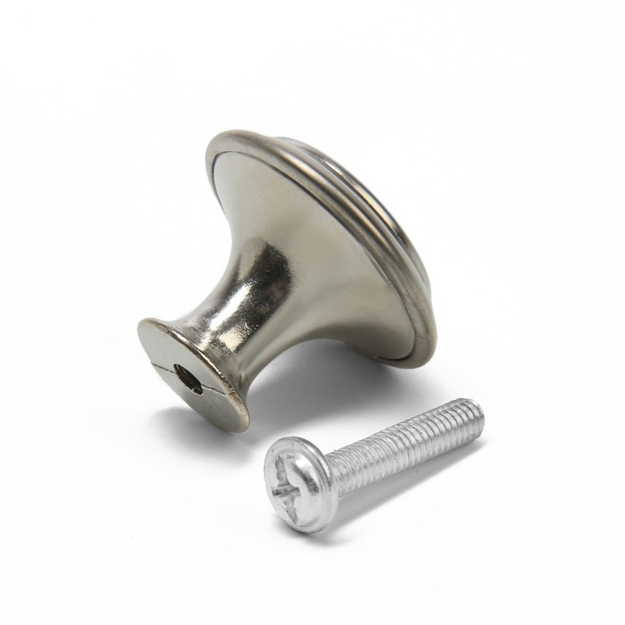 Ручка кнопка ТУНДРА, d=28 мм, цвет матовый никель, 8 шт